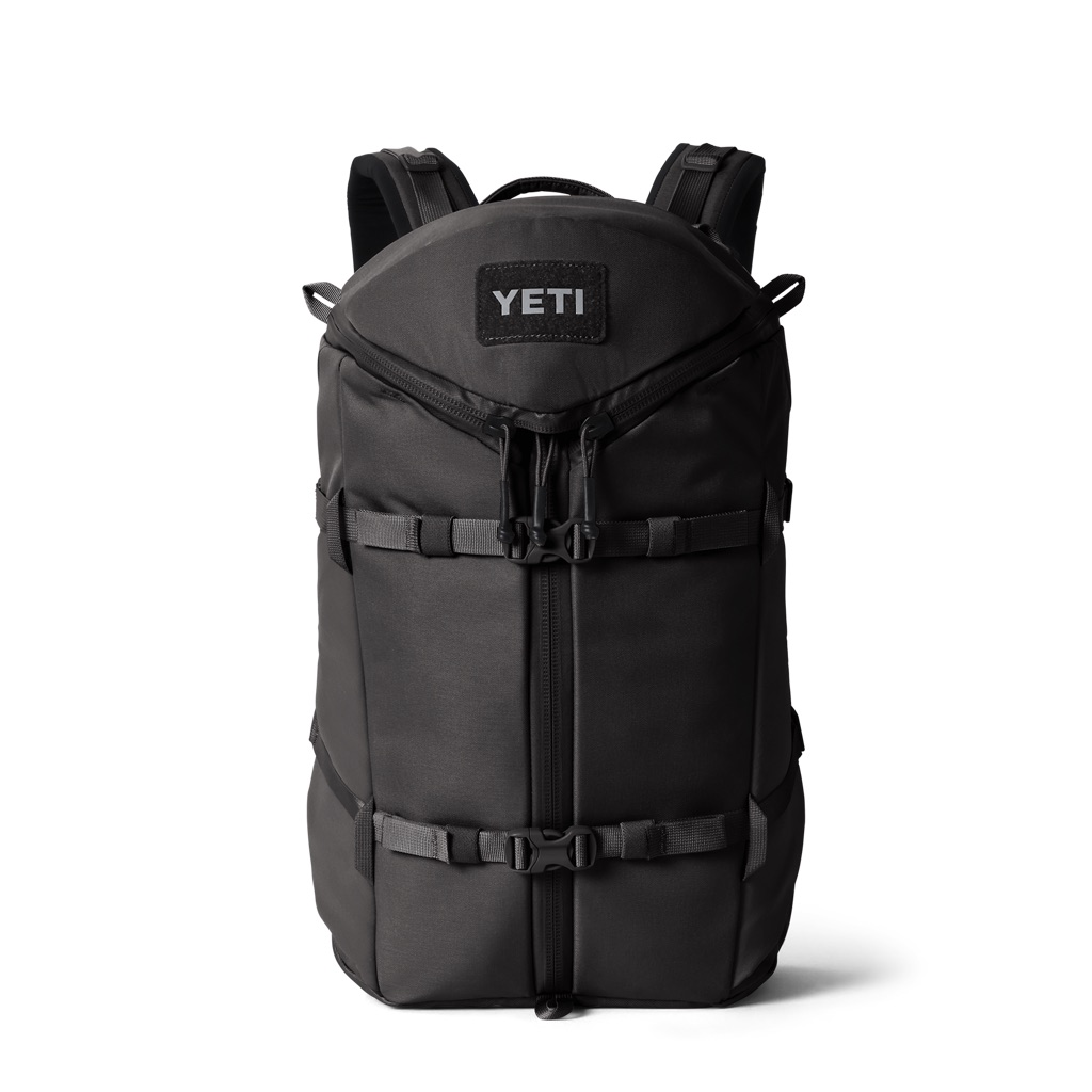 YETI Ranchero 22L ブラックの正面。Y字に走る3本のジップ